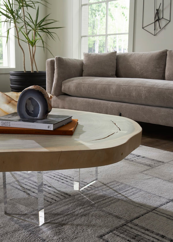 Phillips Collection Floating Coffee Table With Transparent Acrylic Legs - Unique Chamcha Wood Design For Modern Spaces Off White,Clear Wood ,Chamcha Wood Th115243