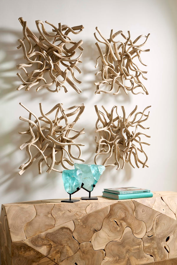 Phillips Collection Vine Wall Tile – Handcrafted Natural Artistry From Renewable Resources To Enhance Your Home Décor Brown,Off White Wood Th117214