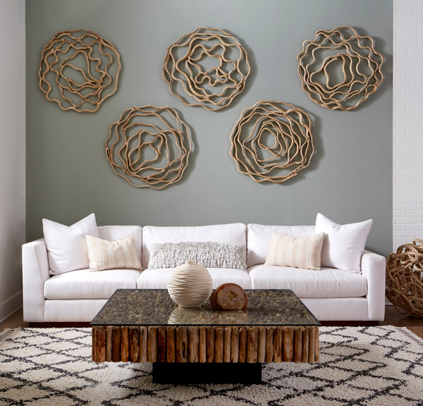Phillips Collection Vine Wall Flower - Modern Organic Decorative Art For Stylish Home Décor And Gallery Walls Brown Wood Th63686