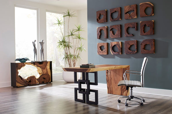 Phillips Collection Freeform Wall Tile - Unique Chamcha Wood Art Piece, Perfect For Modern Organic Décor Solutions Brown Wood ,Chamcha Wood Th68903