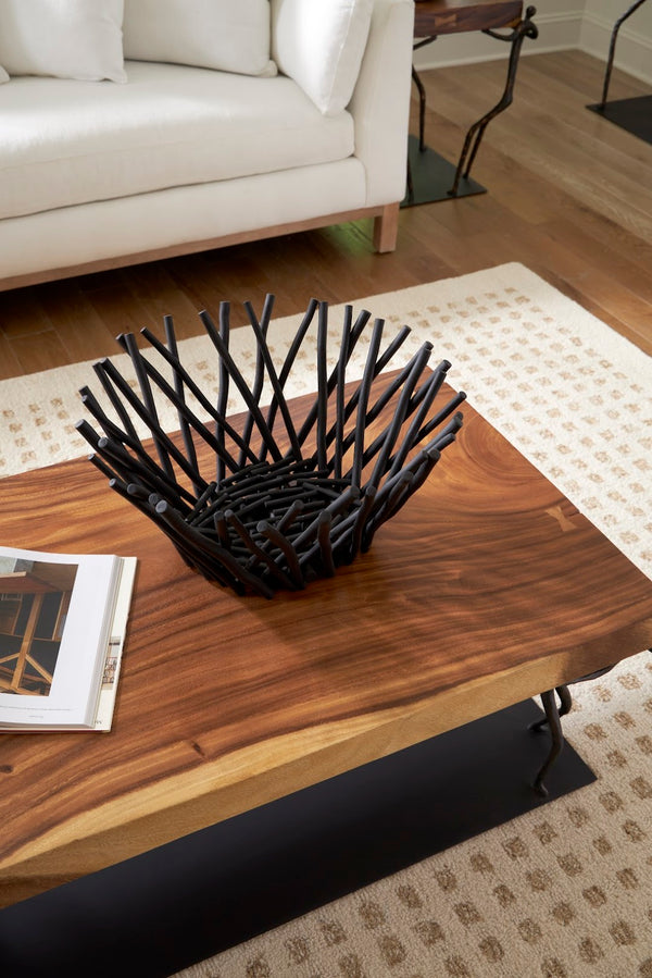 Phillips Collection Stick Bowl - Eco-friendly Artisan Design With Modern Organic Aesthetic For Stylish Home Decor Black Wood Th72026