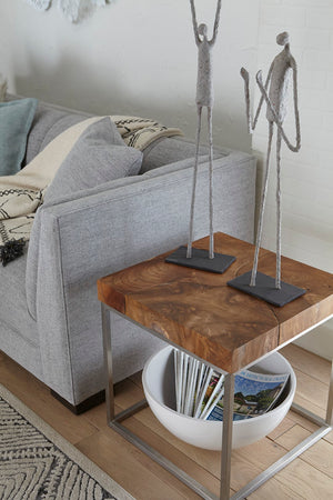 Phillips Collection Human Sculpture - Unique One Arm Up Paper Mache Art Piece On Metal Base For Elegant Home Decor Brown,Black Paper Th77287