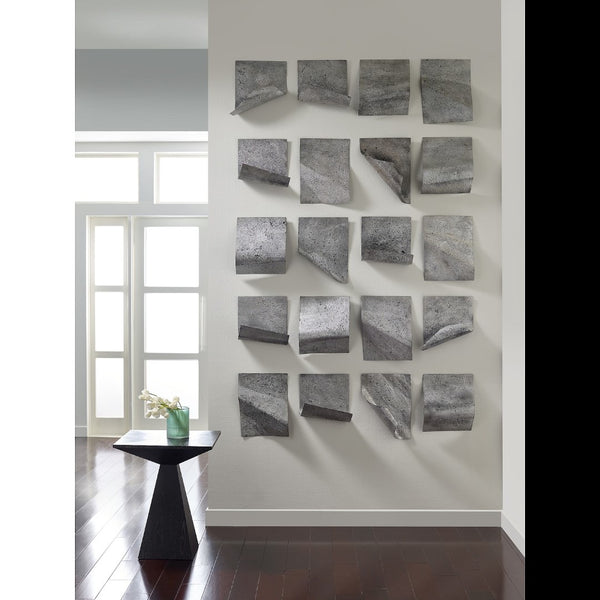 Phillips Collection Pages Wall Tiles - Hand-sculpted Metal Art For A Dynamic And Textured Modern Wall Display Silver Metal ,Iron Th84083