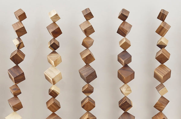 Phillips Collection Dice Chamcha Wood Wall Art - Unique Vertical Sculpture With Natural Texture For Modern Decor Brown Wood ,Chamcha Wood Th84084
