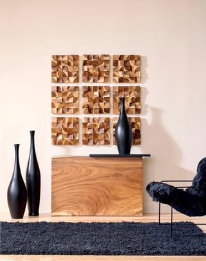 Phillips Collection Blocks Textured Wall Tile - Unique Chamcha Wood Mosaic Art Panels For Stunning Interiors Brown Wood Th92141