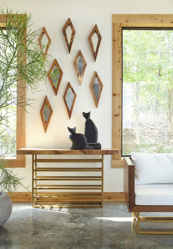 Phillips Collection Diamond Mirror - Sustainable Chamcha Wood Craftsmanship For Eco-friendly Home Decor Solutions Beige Wood ,Chamcha Wood Th95619