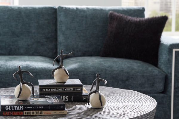 Phillips Collection Abstract Seated Figure On Bleached Wood Base – Whimsical Metal Sculpture For Unique Home Decor Beige,Bronze Metal Th96038