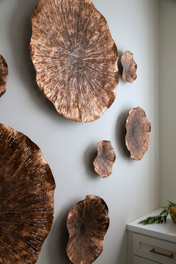 Phillips Collection Lotus Large Metal Wall Art - Hand-crafted Copper Beauty With Textured Black Highlights For Home Decor Brown,Black Metal Th96157