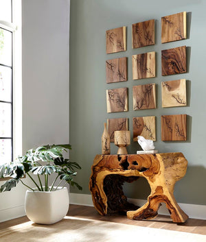 Phillips Collection Lightning Wall Tile - Unique Chamcha Wood Art With Natural Veining For Contemporary Spaces Brown Wood ,Chamcha Wood Th97693