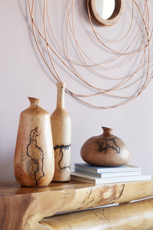 Phillips Collection Lightning Urn Vase - Stunning Artisanal Design With Unique Fractal Patterns For Modern Interiors Brown Wood ,Mango Th97707