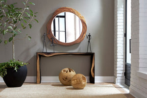 Phillips Collection Freeform Mirror - Asymmetrical Organic Design For Unique Rustic Touch In Modern Living Spaces Brown Wood ,Chamcha Wood Th99242