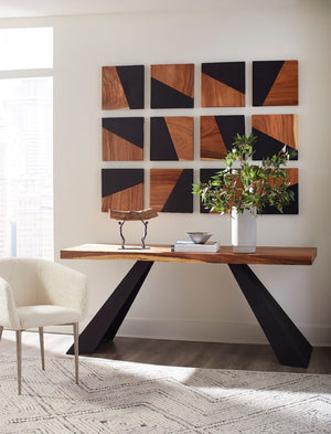 Phillips Collection Geometry Natural Black Wood Wall Tiles - Sophisticated Organic Design For Modern Gallery Spaces Brown,Black Wood ,Chamcha Wood Th99989