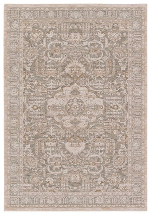 Jaipur Living Lilit Acair Lil02 Powerloomed Machinemade 85% Polyester 15% Polypropylene Traditional Medallion Indoor Rug Green, Gray 85% Polyester 15% Polypropylene Rug158435