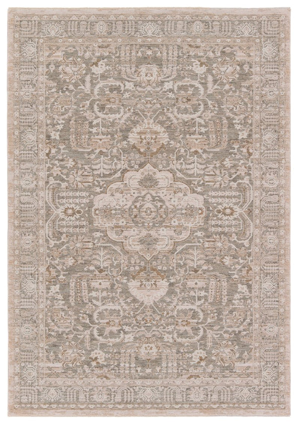 Jaipur Living Lilit Acair Lil02 Powerloomed Machinemade 85% Polyester 15% Polypropylene Traditional Medallion Indoor Rug Green, Gray 85% Polyester 15% Polypropylene Rug158435