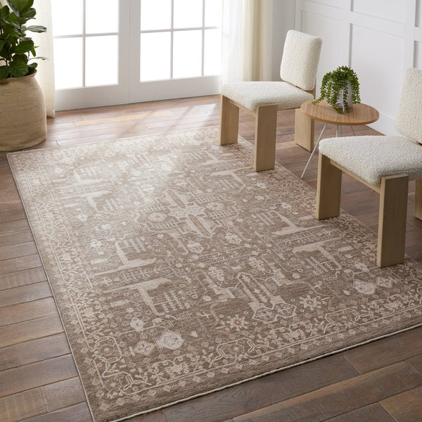 Jaipur Living Lilit Lechmere Lil03 Powerloomed Machinemade 90% Polyester 10% Polypropylene Traditional Medallion Indoor Rug Tan, Cream 90% Polyester 10% Polypropylene Rug158442