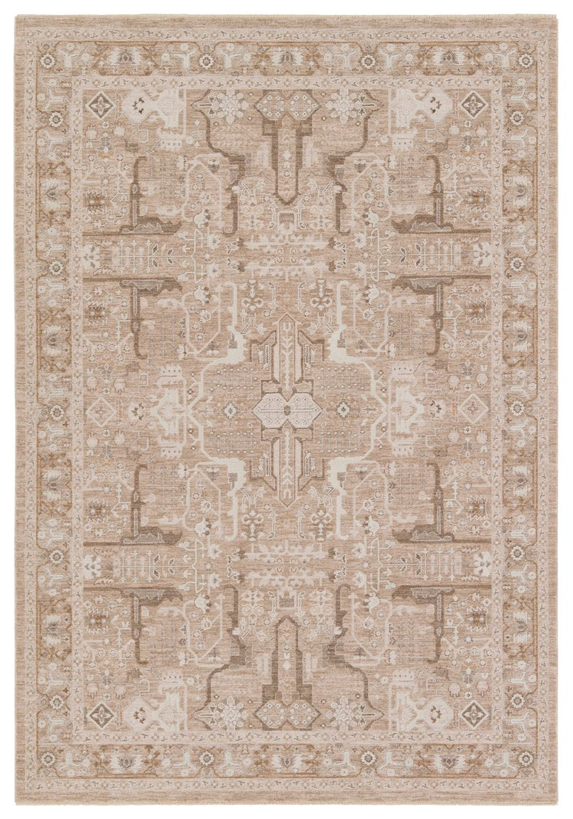 Jaipur Living Lilit Lechmere Lil04 Powerloomed Machinemade 90% Polyester 10% Polypropylene Traditional Medallion Indoor Rug Tan, Cream 90% Polyester 10% Polypropylene Rug158443