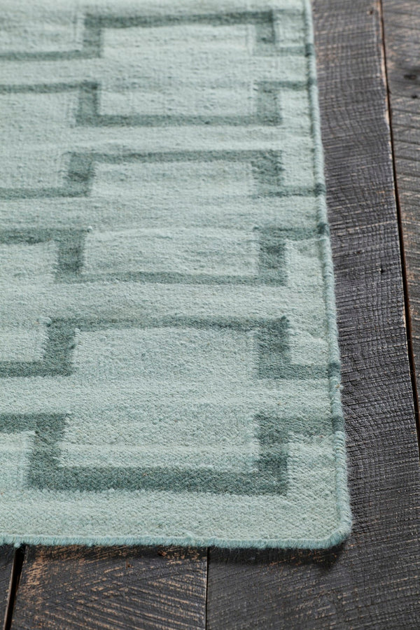 Chandra Rugs Hand-woven Reversible Wool/Cotton Rug - Luxurious Flatweave Design For Stylish Home Decor Upgrades Blue,Green Wool Lim25701-35