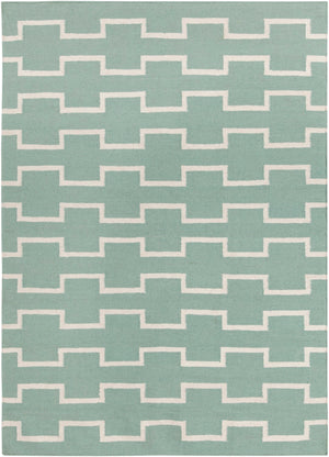 Chandra Rugs Hand-woven Reversible Wool/Cotton Rug - Exquisite Flatweave Design For Elegant Home Décor & Comfort Blue,White Wool Lim25702-35