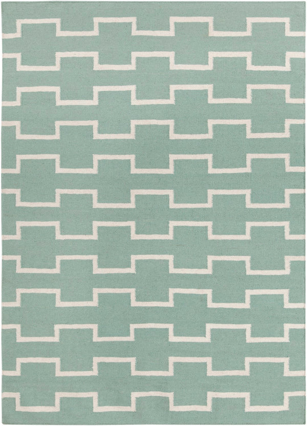Chandra Rugs Hand-woven Reversible Wool/Cotton Rug - Exquisite Flatweave Design For Elegant Home Décor & Comfort Blue,White Wool Lim25702-35