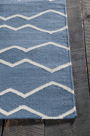 Chandra Rugs Hand-woven Flatweave Reversible Wool/Cotton Rug - Elegant Artisan Craftsmanship For Any Room Decor Blue,White Wool Lim25704-35