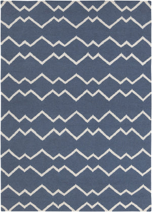 Chandra Rugs Hand-woven Flatweave Reversible Wool/Cotton Rug - Elegant Artisan Craftsmanship For Any Room Decor Blue,White Wool Lim25704-35