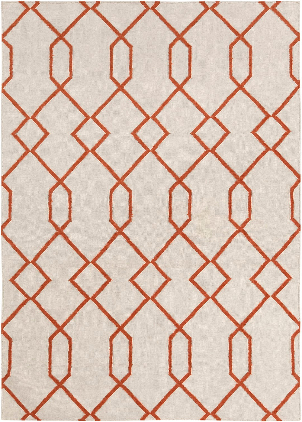 Chandra Rugs Hand-woven Reversible Wool/Cotton Rug - Exquisite Artistry, Versatile Design, And Luxurious Comfort White,Orange Wool Lim25712-35