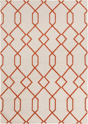 Chandra Rugs Hand-woven Reversible Wool/Cotton Rug - Exquisite Artistry, Versatile Design, And Luxurious Comfort White,Orange Wool Lim25712-35