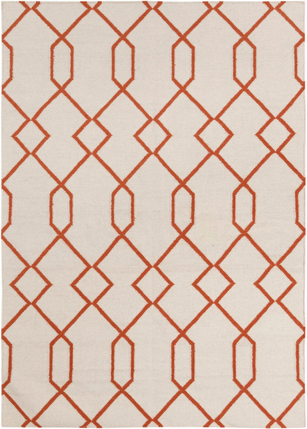 Chandra Rugs Hand-woven Reversible Wool/Cotton Rug - Exquisite Artistry, Versatile Design, And Luxurious Comfort White,Orange Wool Lim25712-35