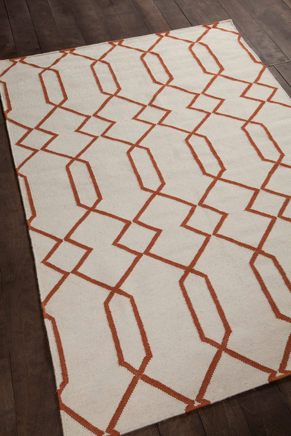 Chandra Rugs Hand-woven Reversible Wool/Cotton Rug - Exquisite Artistry, Versatile Design, And Luxurious Comfort White,Orange Wool Lim25712-35