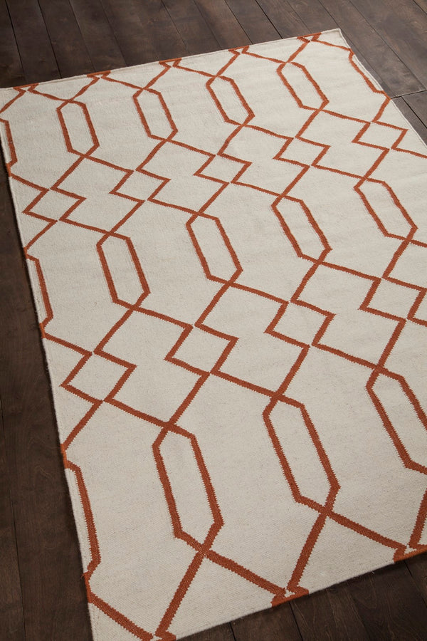 Chandra Rugs Hand-woven Reversible Wool/Cotton Rug - Exquisite Artistry, Versatile Design, And Luxurious Comfort White,Orange Wool Lim25712-35