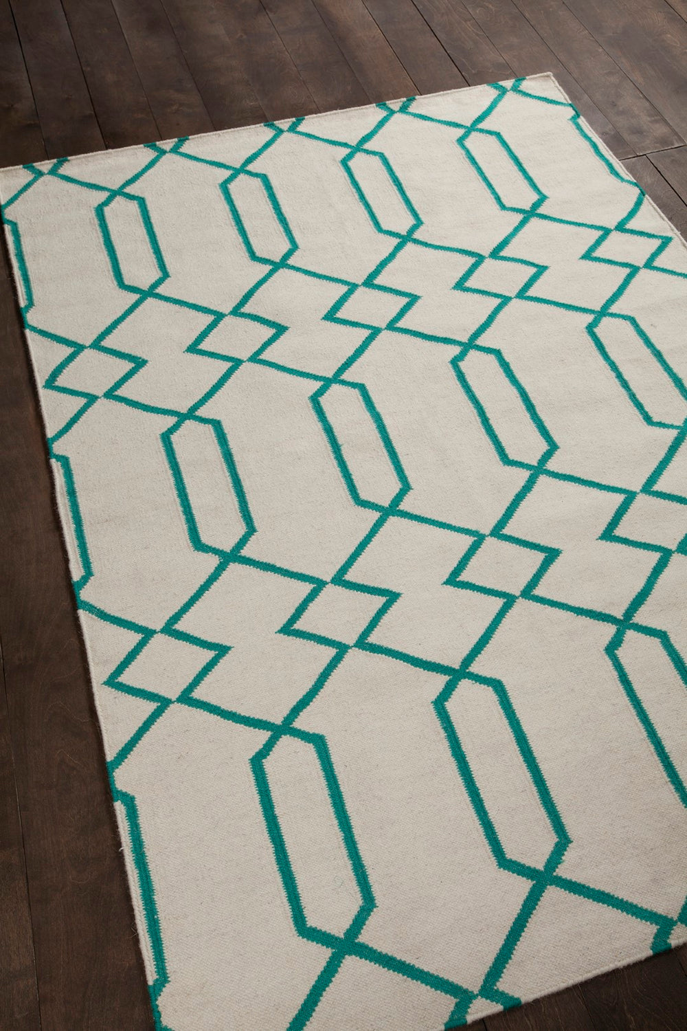 Chandra Rugs Hand-woven Reversible Wool/Cotton Rug - Elevate Your Space With Luxurious Style And Comfort! White,Teal Wool Lim25713-35