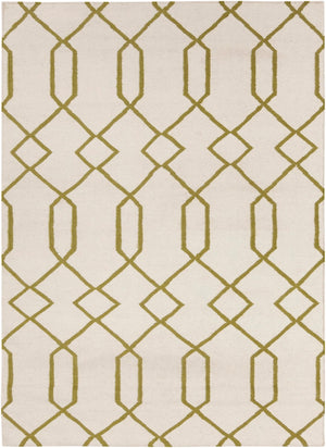 Chandra Rugs Hand-woven Reversible Wool And Cotton Rug - Artisanal Flatweave Elegance For Every Room Decor White,Green Wool Lim25714-35