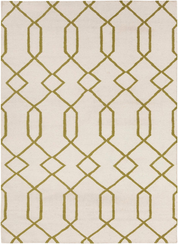 Chandra Rugs Hand-woven Reversible Wool And Cotton Rug - Artisanal Flatweave Elegance For Every Room Decor White,Green Wool Lim25714-35