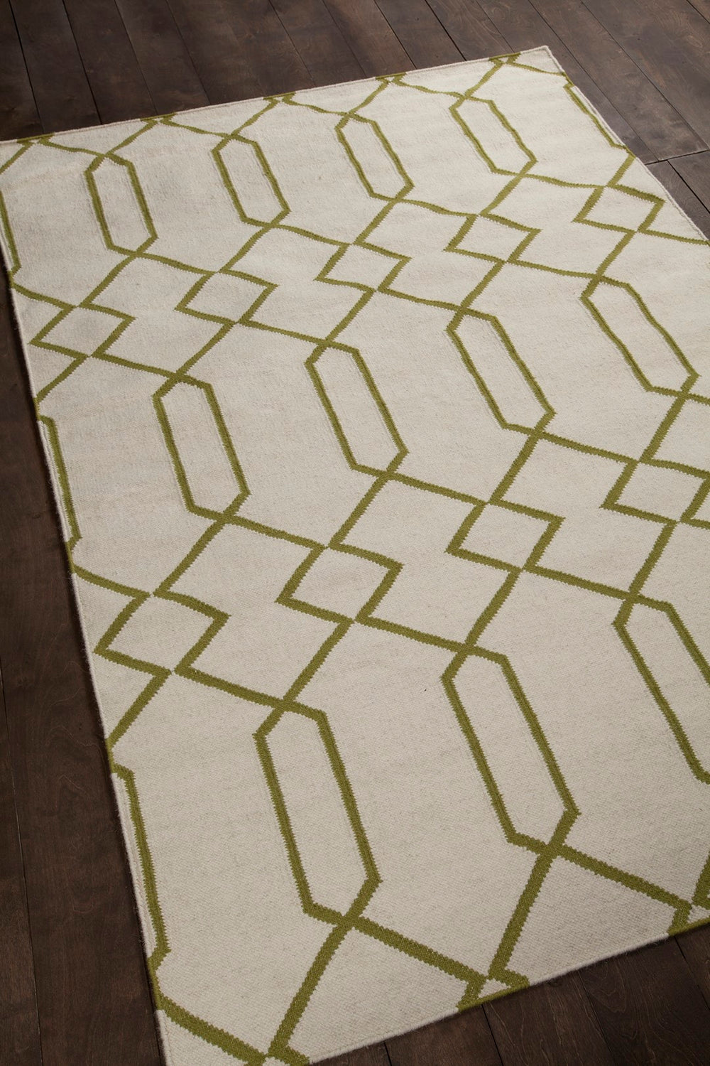 Chandra Rugs Hand-woven Reversible Wool And Cotton Rug - Artisanal Flatweave Elegance For Every Room Decor White,Green Wool Lim25714-35