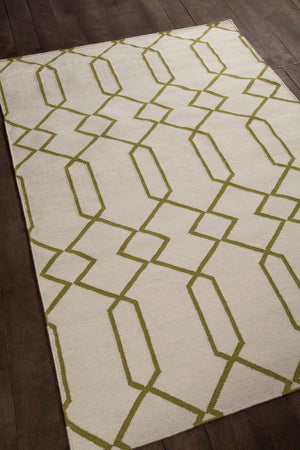 Chandra Rugs Hand-woven Reversible Wool And Cotton Rug - Artisanal Flatweave Elegance For Every Room Decor White,Green Wool Lim25714-35