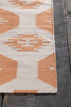 Chandra Rugs Hand-woven Reversible Wool/Cotton Flatweave Rug – Unique Patterns For Stylish Home Transformation White,Orange Wool Lim25716-35