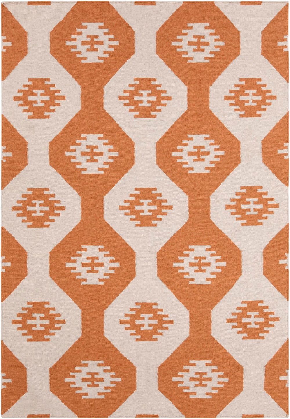Chandra Rugs Hand-woven Reversible Wool/Cotton Flatweave Rug – Unique Patterns For Stylish Home Transformation White,Orange Wool Lim25716-35