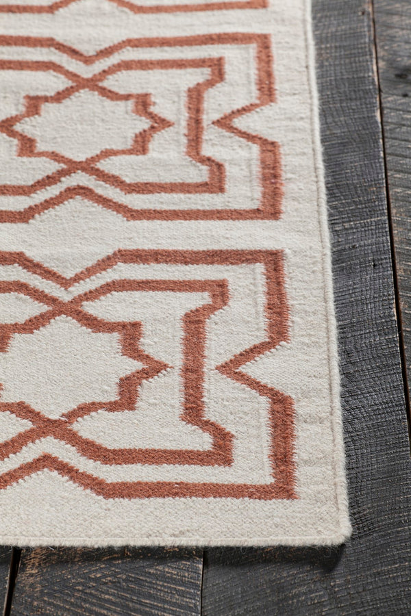 Chandra Rugs Hand-woven Reversible Wool/Cotton Flatweave Rug - Unique Patterns For Versatile Home Decor White,Orange Wool Lim25719-35