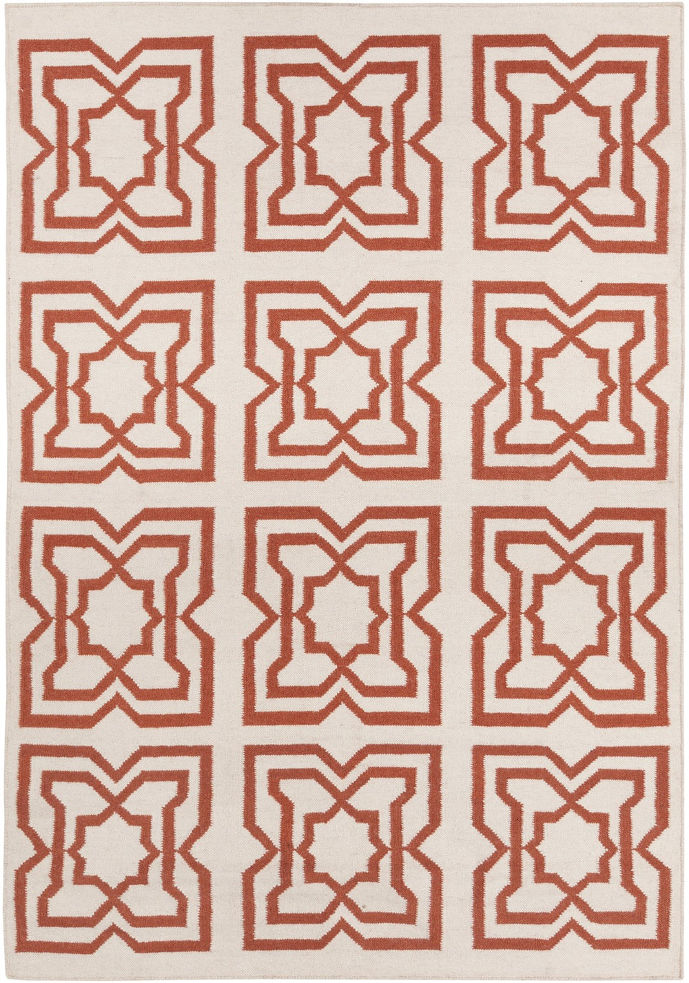Chandra Rugs Hand-woven Reversible Wool/Cotton Flatweave Rug - Unique Patterns For Versatile Home Decor White,Orange Wool Lim25719-35