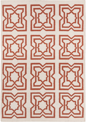 Chandra Rugs Hand-woven Reversible Wool/Cotton Flatweave Rug - Unique Patterns For Versatile Home Decor White,Orange Wool Lim25719-35