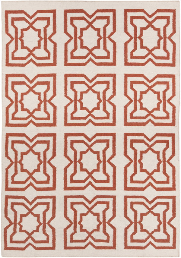 Chandra Rugs Hand-woven Reversible Wool/Cotton Flatweave Rug - Unique Patterns For Versatile Home Decor White,Orange Wool Lim25719-35