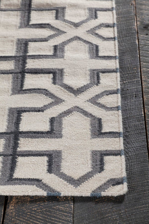Chandra Rugs Hand-woven Reversible Wool/Cotton Flatweave Rug – Elevate Your Space With Artistry & Durability! White,Grey,Black Wool Lim25740-35