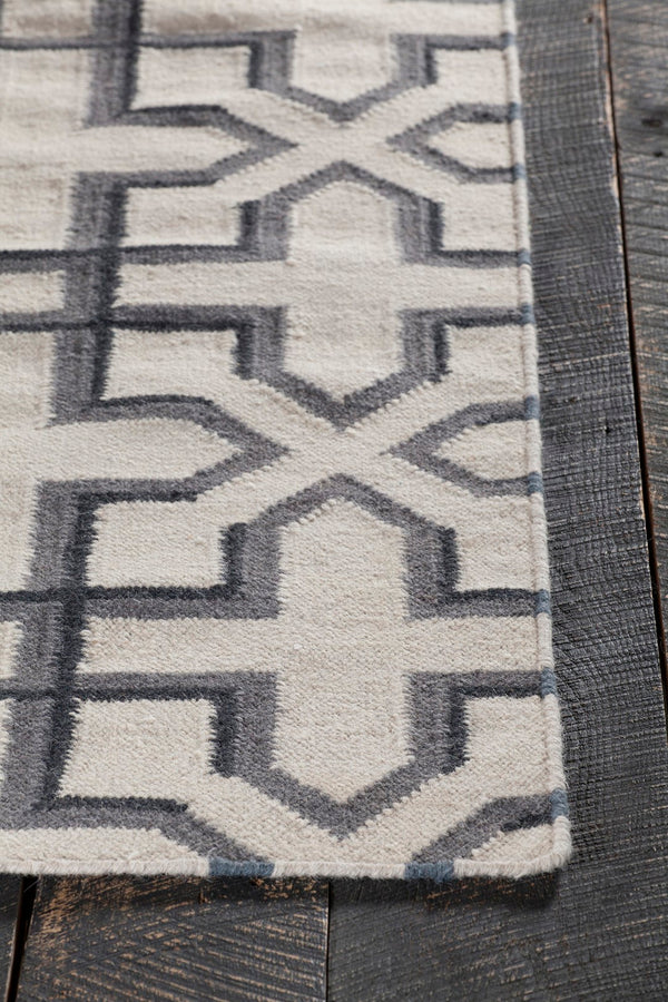 Chandra Rugs Hand-woven Reversible Wool/Cotton Flatweave Rug – Elevate Your Space With Artistry & Durability! White,Grey,Black Wool Lim25740-35