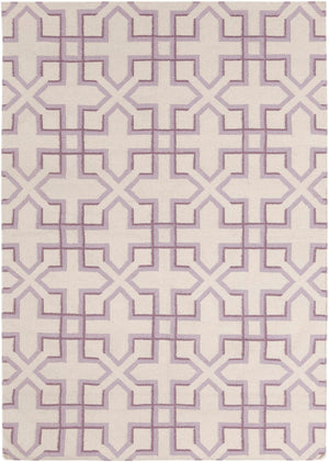 Chandra Rugs Hand-woven Flatweave Reversible Wool/Cotton Rug - Luxurious Patterns For Timeless Home Elegance White,Purple,Lavendar Wool Lim25741-35