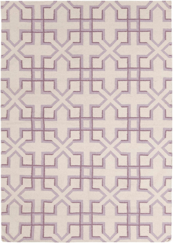 Chandra Rugs Hand-woven Flatweave Reversible Wool/Cotton Rug - Luxurious Patterns For Timeless Home Elegance White,Purple,Lavendar Wool Lim25741-35