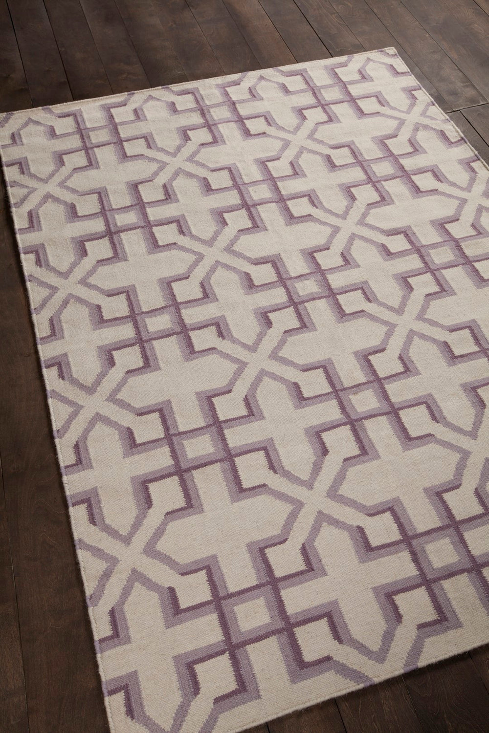 Chandra Rugs Hand-woven Flatweave Reversible Wool/Cotton Rug - Luxurious Patterns For Timeless Home Elegance White,Purple,Lavendar Wool Lim25741-35