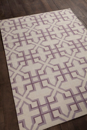 Chandra Rugs Hand-woven Flatweave Reversible Wool/Cotton Rug - Luxurious Patterns For Timeless Home Elegance White,Purple,Lavendar Wool Lim25741-35