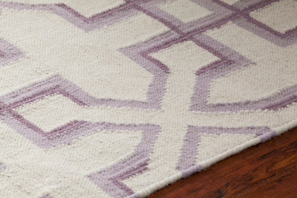 Chandra Rugs Hand-woven Flatweave Reversible Wool/Cotton Rug - Luxurious Patterns For Timeless Home Elegance White,Purple,Lavendar Wool Lim25741-35