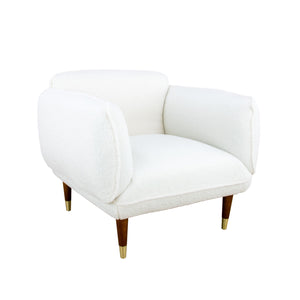 Zeugma Lindsey Armchair In Elegant White Linen With Chic Brown & Gold Legs - Stylish Comfort For Any Space   Lindsey Chair White