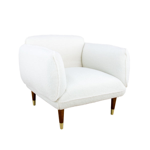 Zeugma Lindsey Armchair In Elegant White Linen With Chic Brown & Gold Legs - Stylish Comfort For Any Space   Lindsey Chair White